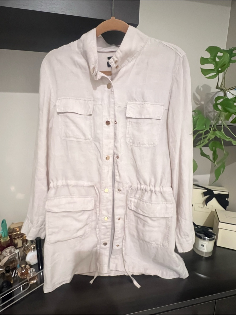 Safari style lightweight Jones New York Light Pink Utility Jacket